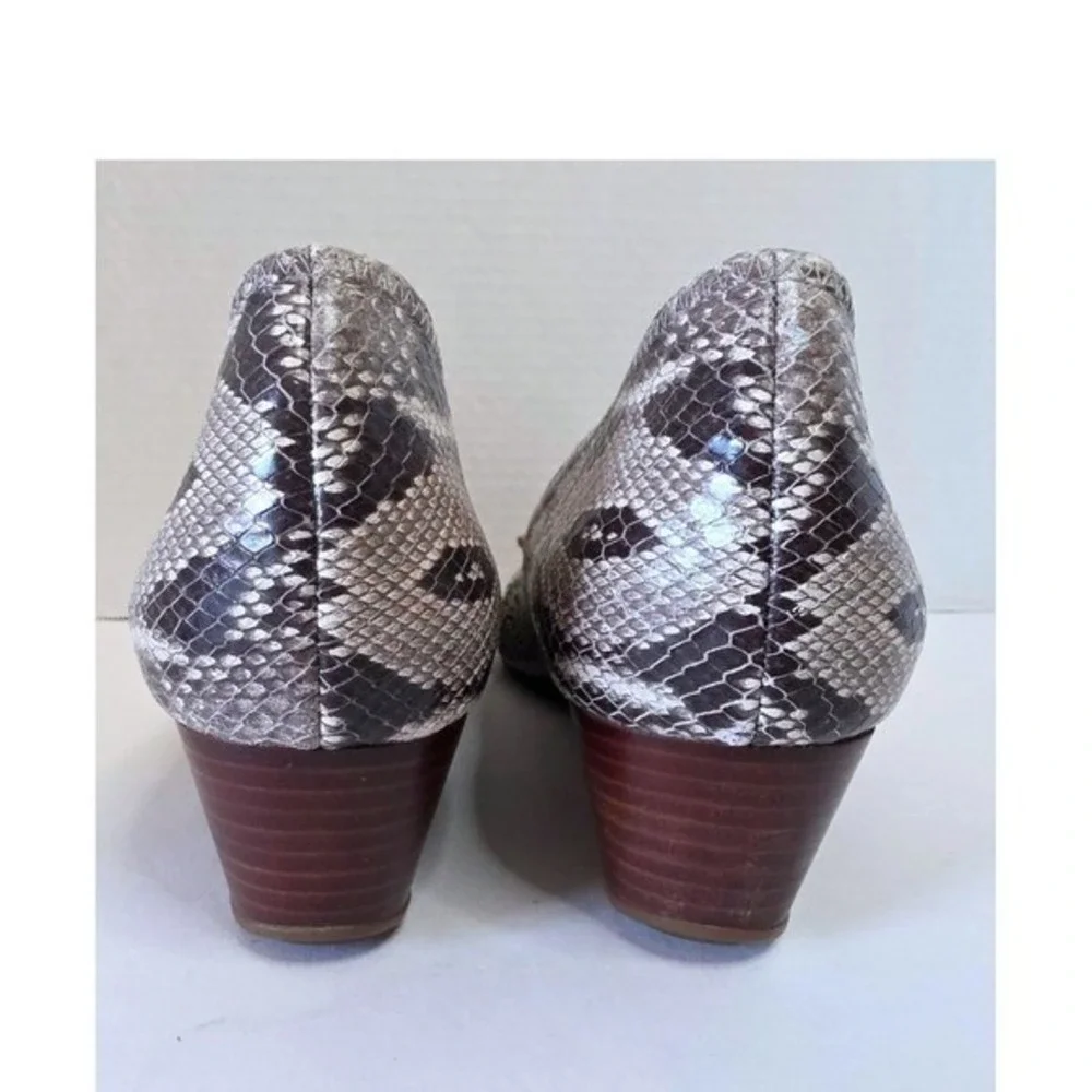 Cole Haan Air Tali Lace Snake Print Wedge Shoe W/Tan Patent Cap‎ Toe SZ 10M